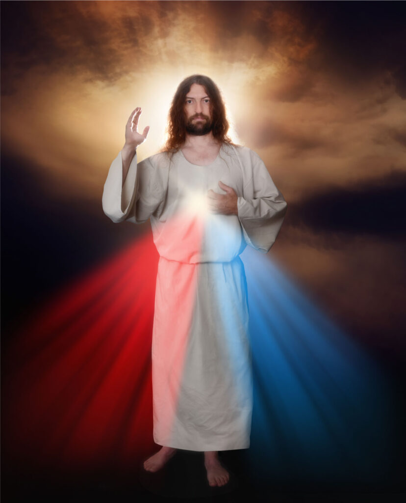 Divine Mercy image of Jesus as He appeared to Saint Faustina